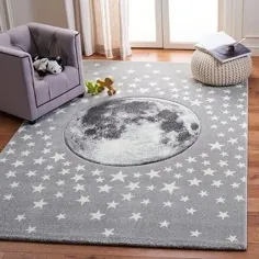 فرش بچه گانه Safavieh Carousel Aine Moon (5'3 "x 5'3" مربع - خاکستری روشن / سفید) ، خاکستری