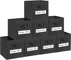سطل های ذخیره سازی مکعب پارچه ای تاشو TomCare سطل های ذخیره سازی مکعب تاشو با 10 کارت پنجره برچسب سطل های سازنده مکعب پارچه ای سبدهای ذخیره سازی ظروف مخصوص قفسه های سازمان دهنده های ذخیره سازی مکعب مکعب (سیاه)