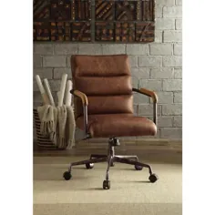 مبلمان Acme Harith 22 اینچ صندلی چرمی قهوه ای یکپارچهسازی با سیستمعامل استاندارد با قابلیت تنظیم ارتفاع -92414 - انبار خانه
