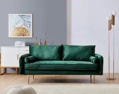 کاناپه مخملی ، مبل مدرن Loveseat مبل های معاصر دوقلو برای اتاق نشیمن و اتاق خواب ، سبز روشن