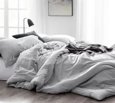 سرویس خواب ملافه خاکستری روشن بیش از حد Queen Comforter Natural Loft Light Grey Queen XL