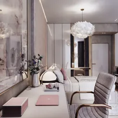 اتاق خواب ایده طراحی داخلی 2021 صورتی خاکستری مدرن