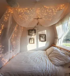 نه روش خلاقانه برای استفاده از چراغ های رشته ای در اتاق خواب