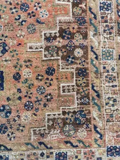 فرش ایرانی 5.2x6.5ft شیراز فرش Boho فرش بژ نارنجی Oushak |  اتسی