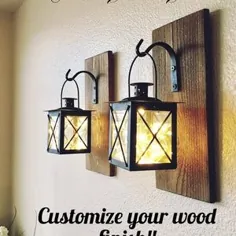 مجموعه ای از دو تابلو آویز فانوس Sconces Farmhouse Wall Decor |  اتسی