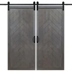 Dogberry 36 in. x 84 in. Door Carnival Door Barbed Herringbone Ash Grey with Hardware Kit-d-herr-3684-gash-none-dbhd - انبار خانه