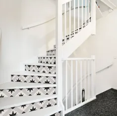 تابلوچسبها Astra Black Stair Riser - بسته ای از 6 عدد کاغذ دیواری کاشی راه پله متحرک - نوارهای تزئینی Peel & Stick Stair Riser - 48 "طول