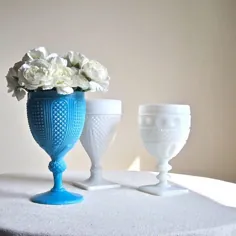 جام شیشه ای شیر آبی فیروزه ای برای آب یا نوشیدنی |  اتسی
