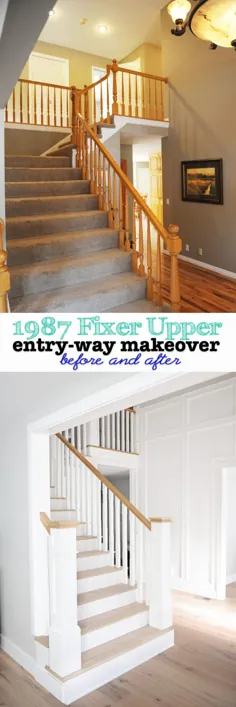 1987 Fixer Upper Home Remodel: Entry Way و Office قبل و بعد