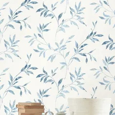 رنگ رول کاغذ دیواری گل و گیاهان Barkhampstead 33 'L x 20.5 "W: آبی روشن