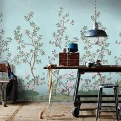 کاغذ دیواری پرنعمت چینی / کاغذ دیواری پرندگان / کاغذ دیواری با نصب آسان و قابل جابجایی / چینی زنانه / کاغذ دیواری گل / دکوراسیون هنری خانه