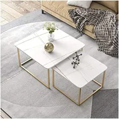 میز میز قهوه خوری قابل انباشته میز مربع XWZJY مدرن میز میز قهوه برای اتاق نشیمن فضاهای کوچک ، 70x70x45cm + 50x50x40cm
