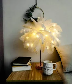 2021 DIY Creative Feather Table Lamp Warm White Light Tree Light Lampshade دختر چراغ عروسی عروسی چراغ های تزئینی صورتی سفید تولد از Yiyu_hg ، 67.20 دلار |  DHgate.Com