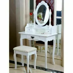 میز آرایش سفید میز آرایشی بیضی شکل SHABBY CHIC STOOL 3/4 DRAWERS |  eBay
