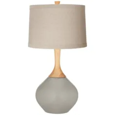 لامپ میز سفید وکسلر طبل کتان طبیعی خاکستری - # 53F61 |  لامپ به علاوه