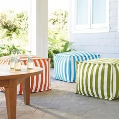 Cabana Stripe Outdoor Pouf | درب جلویی