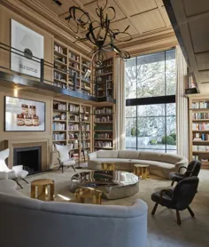 کتابخانه مسکونی دو ارتفاع با سقف روکش دار و پنجره بزرگ |  طراحی شده توسط لوئیس بوستامانته [1030 87 873]