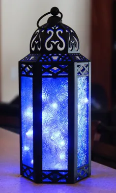 فانوس شمع سبک مراکشی با چراغ های LED ، متوسط ​​، شیشه آبی - Walmart.com