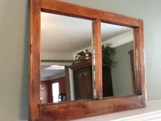 آینه پنجره انبار چوبی Rustic |  اتسی