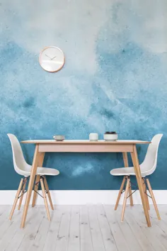 نقاشی دیواری کاغذ دیواری رنگ آبی گرانج |  هوویا