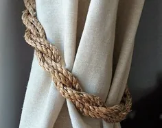 Rustic Double Twisted مانیل طناب پرده کراوات Shabby |  اتسی