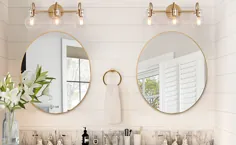 لوازم روشنایی غرور حمام طلای KSANA با سایه شیشه ای شفاف ، 22 "x7" x9