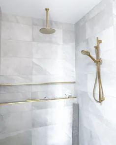 حمام ظروف طلای کاشی های خاکستری