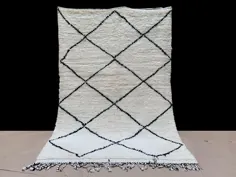 فرش زیبای Beni ourain Moroccan Rug 5x7 Authentic White |  اتسی