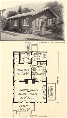 1914 خانه کوچک یک خانه ییلاقی - 600 متر مربع - George Palmer Telling - نقشه های خانه های قدیمی برای خانه های کوچک