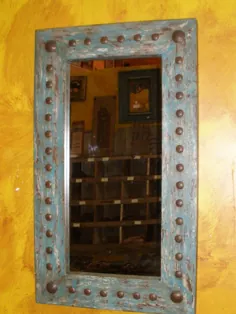 آینه پوبلا-چوب-مکزیکی -20x34-روستایی-پریشان |  اتسی