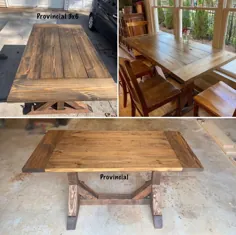 میز ناهار خوری Trestle Wood Rustic Wood Table آشپزخانه Rustic |  اتسی