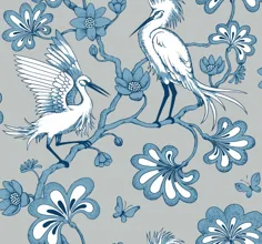 کاغذ دیواری Florence Broadhurst Egrets - آبی