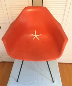 صندلی نارنجی Fbrgls / صندلی بازویی سبک Eames / الیاف قابل مشاهده |  اتسی