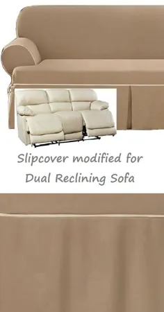Dual Reclining SOFA Slipcover T Cushion Contrast Caramel SureFit نیمکت