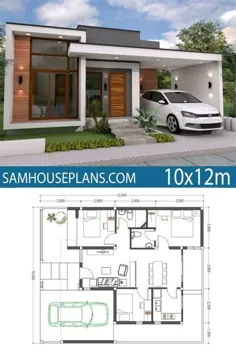 طرح های خانه ایده 10x7 با 3 اتاق خواب - طرح های Sam House