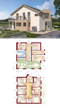 Modernes Haus mit Satteldach، Erker & Balkon bauen، Einfamilienhaus Grundriss 180 کیلو متر ناخالص ، 7 زیمر