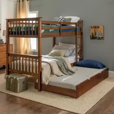 شرکت مبلمان واکر ادیسون تخت تختخواب سفری دوقلو گردو از چوب جامد با تختخواب سنگی-HD8106 - انبار خانه