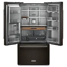 KitchenAid 23.8 مس  ft. یخچال درب فرانسوی ضد زنگ با رنگ مشکی با چاپ SHIELD ، شمارنده - KRFC704FBS - انبار خانه