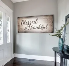 Christian Wall Art: Blessed & Thankful (قاب چوبی آماده آویختن)