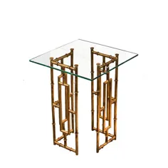 میز لهجه شناور بامبو طلای آنتیک خانگی دساو با صفحه شیشه ای Hc635 |  بلاکور