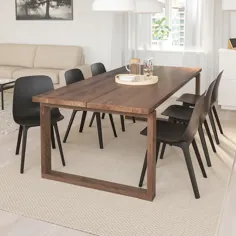 میز و 6 صندلی MÖRBYLÅNGA / ODGER ، روکش بلوط ، آنتراسیت - IKEA