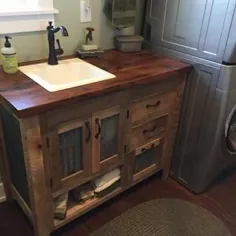 Rustic Bathroom Vanity 42 Wood اصلاح شده چوب انبار با انبار |  اتسی