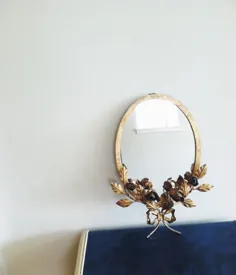 آینه تزئینی پرنعمت با گل رز برنجی.  آینه غرور.  بیضی |  اتسی