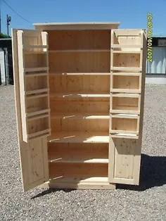 کمد ذخیره سازی آشپزخانه یا کاردستی چوب خام و قفسه ادویه ای Larder اختیاری.  |  eBay