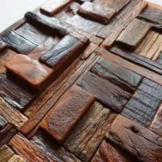 کاشی های دیواری چوبی بازسازی شده موزاییک کاشی دیواری آشپزخانه |  اتسی