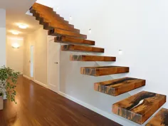 آج های پله ضخیم چوبی جامد اصلاح شده (ضخیم 2.5 "اینچ) پله های مدرن
