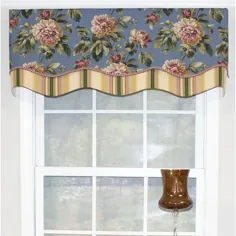 RLF Home Floral Antebellum Glory 50 "Window Valance - Chambray (Chambray) ، Blue (100٪ پنبه)