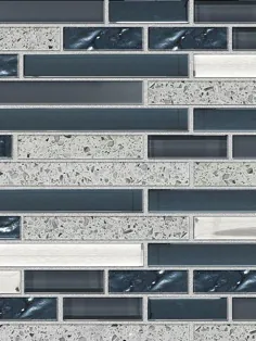 کاشی موزاییک کوارتز شیشه ای رنگ خاکستری آبی |  Backsplash.com