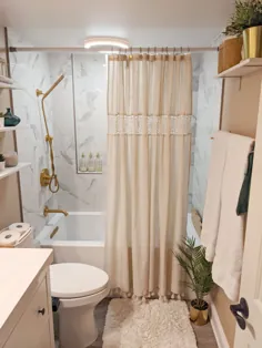 حمام گلمی بوهمی مرمر سفید و طلایی