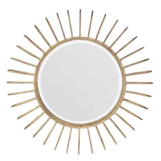 Stonebriar 24in x 24in Glam Round Gold Sunburst Metal Framed Accent Mirror-SB-6266A - انبار خانه